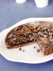 Chocolate tart on plate — Stock Photo