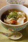Broth with wontons and strips — Stock Photo