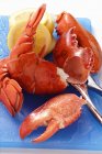 Cooked lobster with slices of lemon — Stock Photo