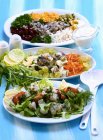 Drei verschiedene Fischsalate — Stockfoto