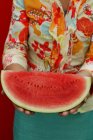 Woman holding watermelon — Stock Photo