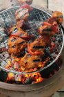 Kebabs de porc épicés sur le barbecue — Photo de stock