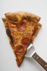 Pezzi di pizza al salame piccante — Foto stock