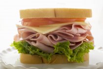 Сэндвич с ветчиной, сыром и помидорами — стоковое фото
