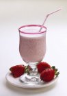 Strawberry Milkshake in glass — Stock Photo