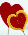 Two heart-shaped lollipops — Stock Photo