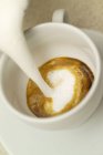 Faire un cappuccino avec du lait — Photo de stock