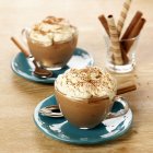 Closeup view of Mocha cream in two glass cups — Stock Photo