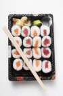Maki sushi with tuna and salmon — Stock Photo