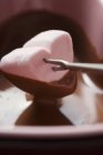 Chocolate fondue with marshmallow — Stock Photo