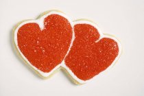 Double heart-shaped biscuits — Stock Photo