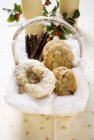 Coconut crescents and cookies for christmas — Stock Photo
