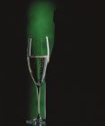 Glass of sparkling wine beside wine bottle — Stock Photo