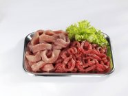 Veal and beef, cut into strips — Stock Photo