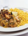 Prawn curry with rice — Stock Photo