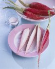 Fresh Long red radishes — Stock Photo