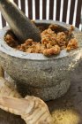 Pasta de chile con galanga en mortero - foto de stock