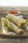 Spring rolls with cucumber — Stock Photo
