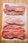 Raw Pork with turkey and veal escalopes — Stock Photo