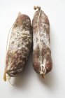 Two whole Italian cured salamis — Stock Photo