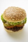 Hamburger with tomato and lettuce — Stock Photo