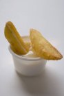 Fried potato chips with mayonnaise — Stock Photo