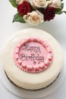 Birthday cake with inscription — Stock Photo