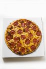 Salami entier et pizza au fromage — Photo de stock