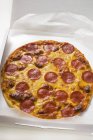 Whole salami and cheese pizza — Stock Photo