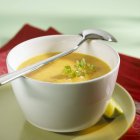 Carrot and ginger soup with chervil — Stock Photo