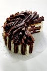 Chocolate cream cake with cherries — Stock Photo