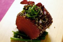 Marinated tuna with greens — Stock Photo