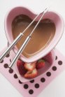Chocolate fondue with strawberries — Stock Photo