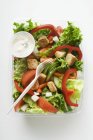 Hojas de ensalada con verduras - foto de stock