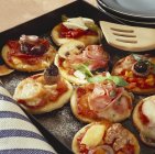 Mini-pizzas on  tray — Stock Photo