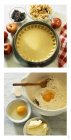 Два изображения процесса приготовления пирога с яблоком и маком — стоковое фото