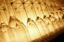 Closeup view of upturned empty Champagne flutes — Stock Photo