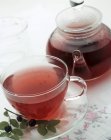 Bule e xícara de chá de mirtilo — Fotografia de Stock