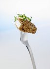 Sesame tofu on fork — Stock Photo