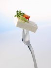 Tofu with herbs on fork — Stock Photo