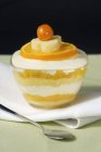 Orange tiramisu in glass cup — Stock Photo