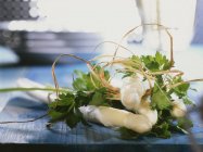White asparagus with parsley — Stock Photo