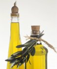 Olivenöl in zwei Flaschen — Stockfoto
