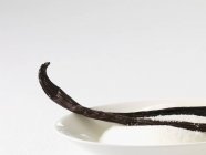 Primo piano vista di baccello di vaniglia e zucchero vanigliato — Foto stock
