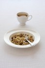 Muesli in white bowl — Stock Photo