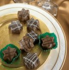 Star-shaped organic chocolates — Stock Photo
