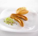 Fried bockwurst sausages — Stock Photo