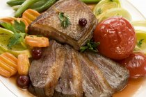 Roasted duck breast with vegetables — Stock Photo