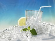 Bicchiere con ghiaccio tritato e limone — Foto stock