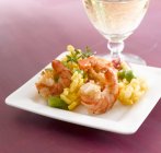 Risotto rice with prawns — Stock Photo